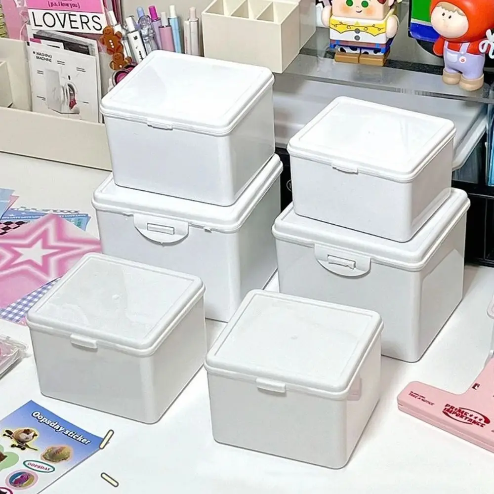 New White Storage Box Kpop Idol Cards Jewelry Container Supplies ID Card Organizer Desktop Decor