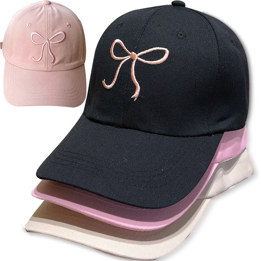 

Y2K Bow Baseball Cap Sweet Bowknot Embroidery Baseball Hat for Women Spring Summer Korean Soft Top Peaked Caps Adjustable Hats