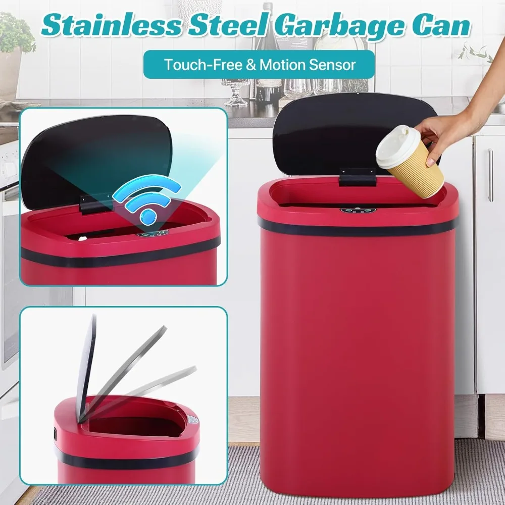 Trash Can 13 Gallon Automatic Kitchen Trash Can 50 Liter Touch Free Garbage Can with Lid Brushed Waste Bin for Home Office