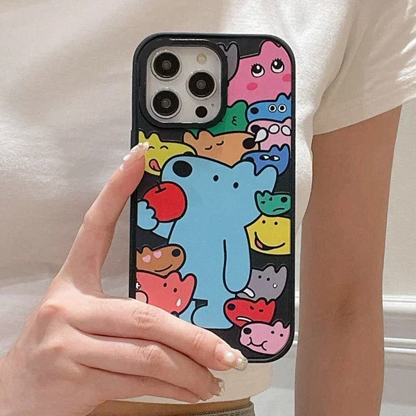 

Colorful Dog Black Frosted Phone Case Cover for IPhone 13 14 15 Pro Max Case