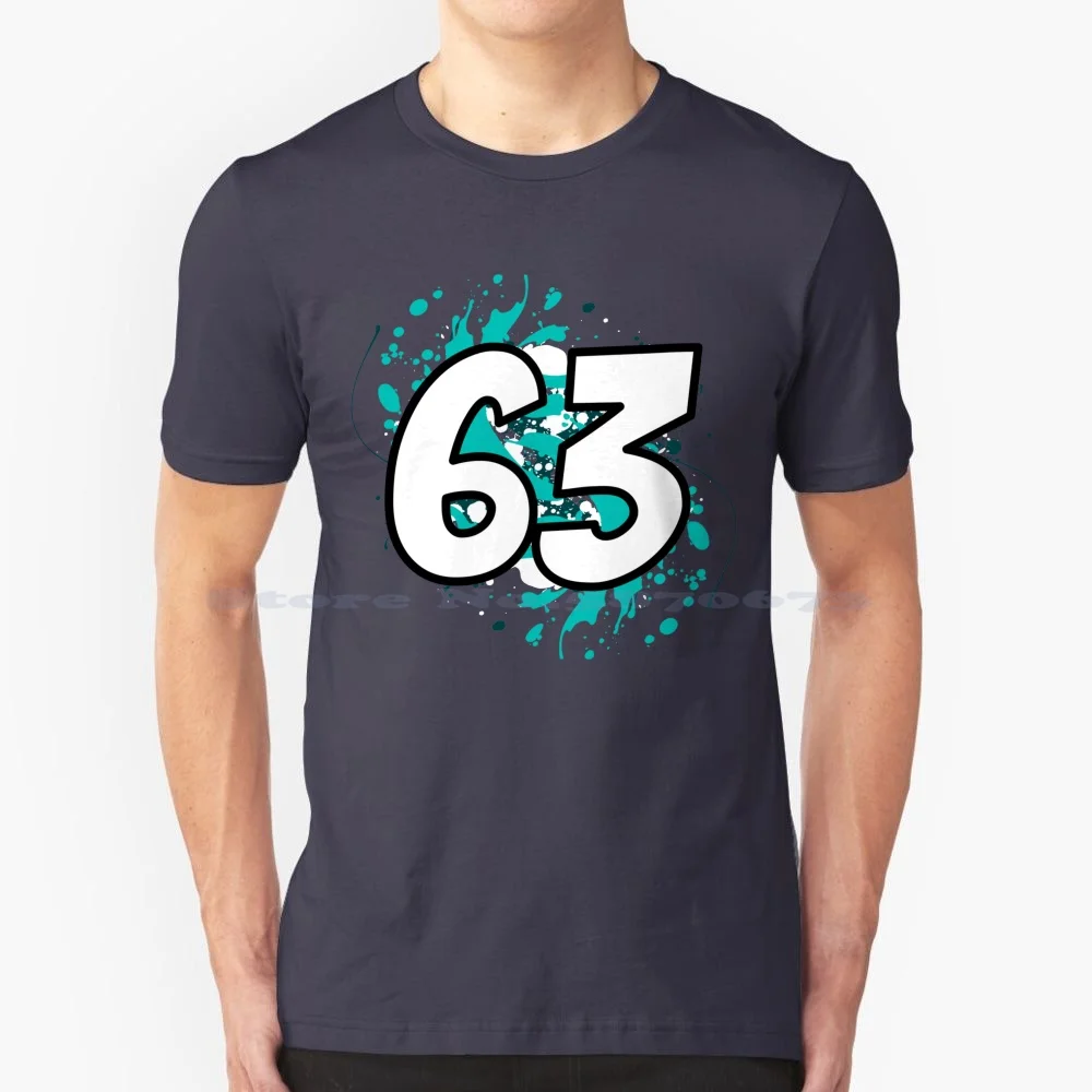 George Russell Driver Number T Shirt 100% Cotton Tee George Russell 63 Driver Motorsports 2022 Driver Number Racing Number