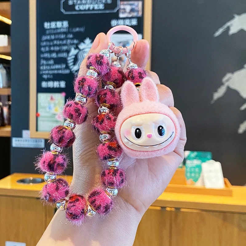 

Creative Flocked Rag Cloth Beaded Mobile Phone Chain, Kawaii Animation Keychain, Bag Pendant, Fashion Girl Accessories, Gifts