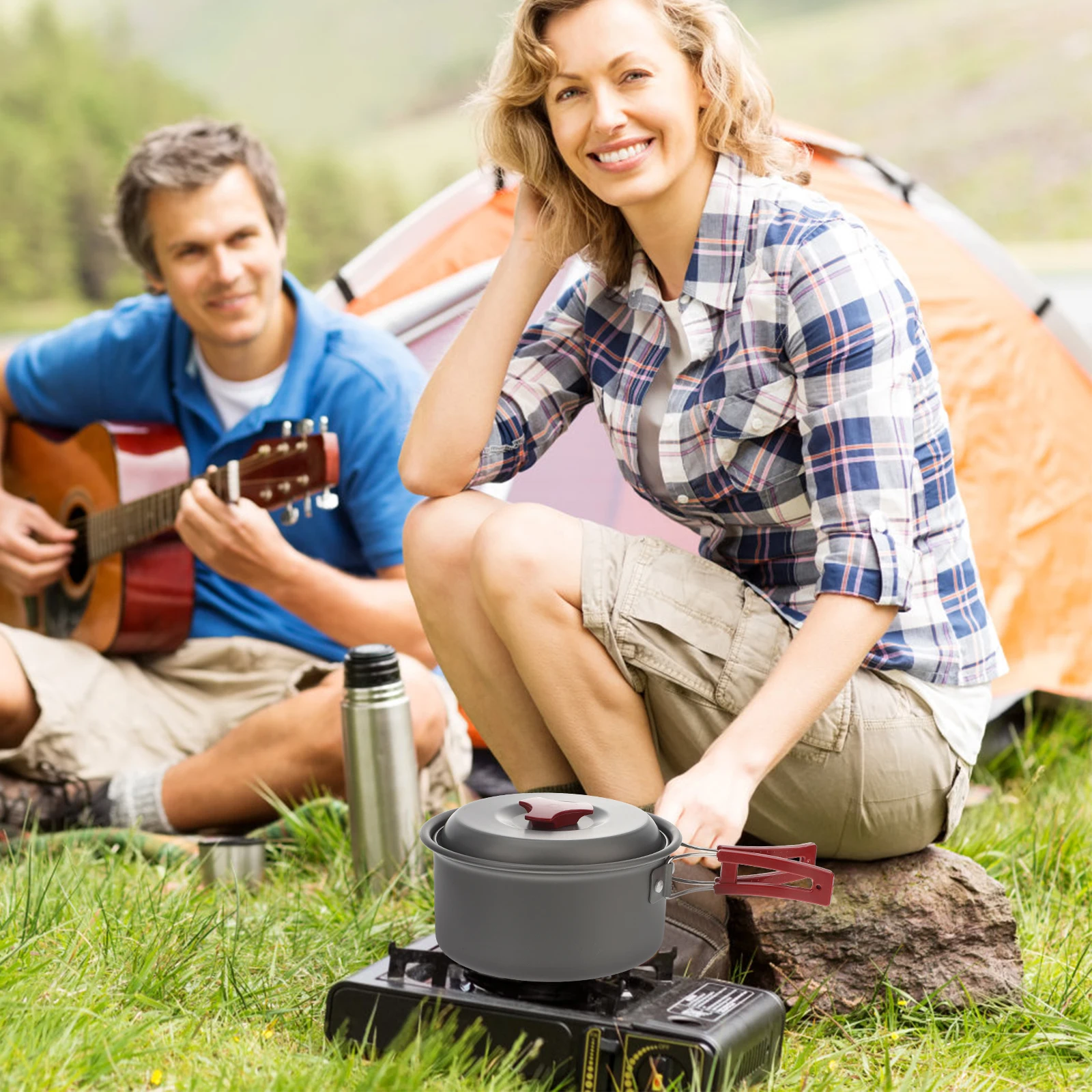 

Aluminum Alloy Foldable Outdoor Cookware Set Lightweight Portable Camping Hiking Picnic Tool Easy Clean Non Slip H Design