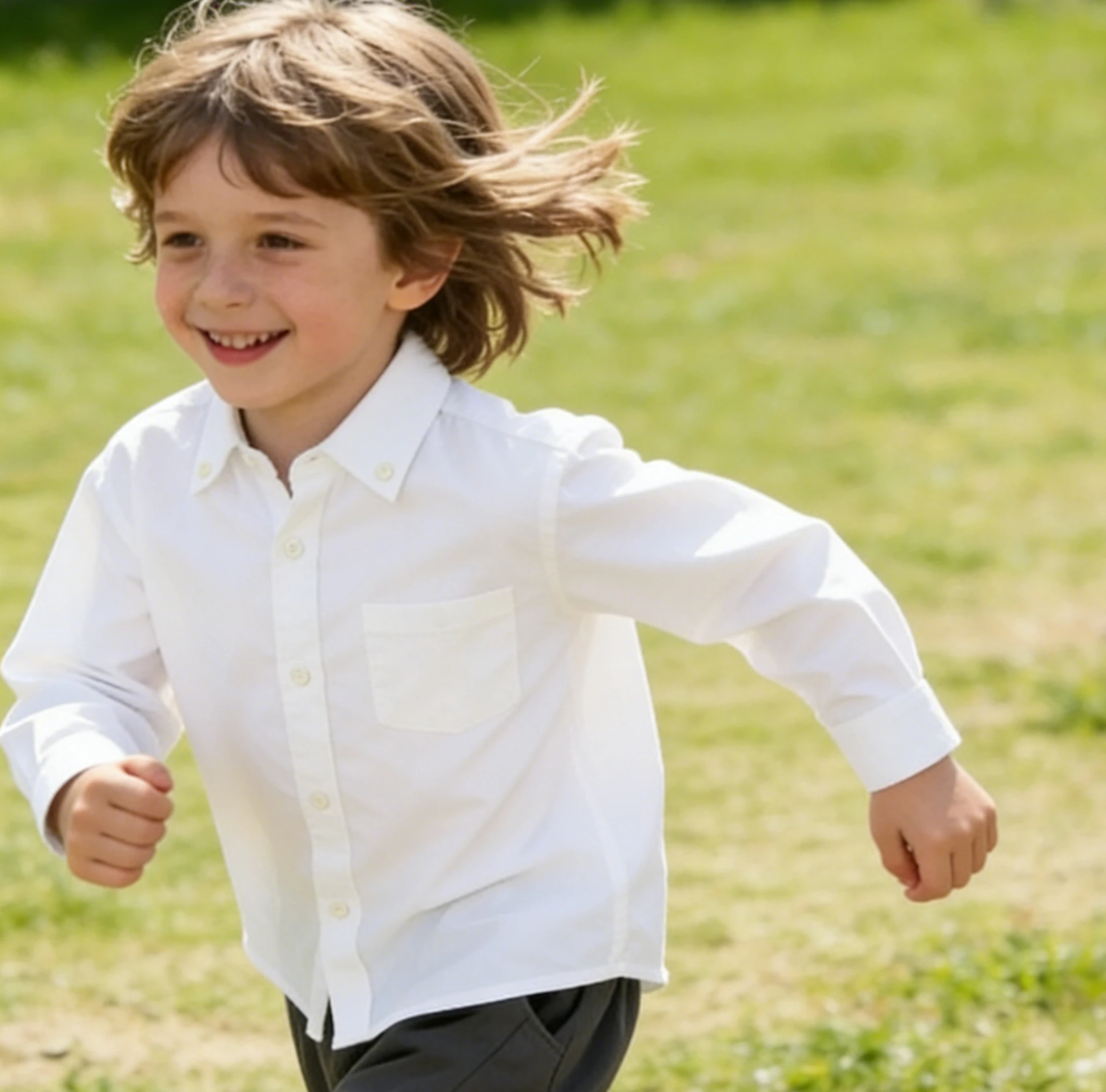 Boys Linen Shirt with Collar and Long Sleeves Spring Refreshing and Breathable Skin Friendly Cotton Linen Shirt