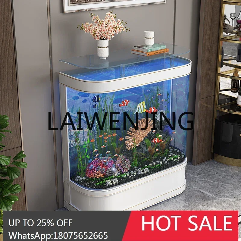 

Light Luxury Fish Tank Living Room Home round Floor Aquarium Large Glass Back Filter Ecological Fish Tank