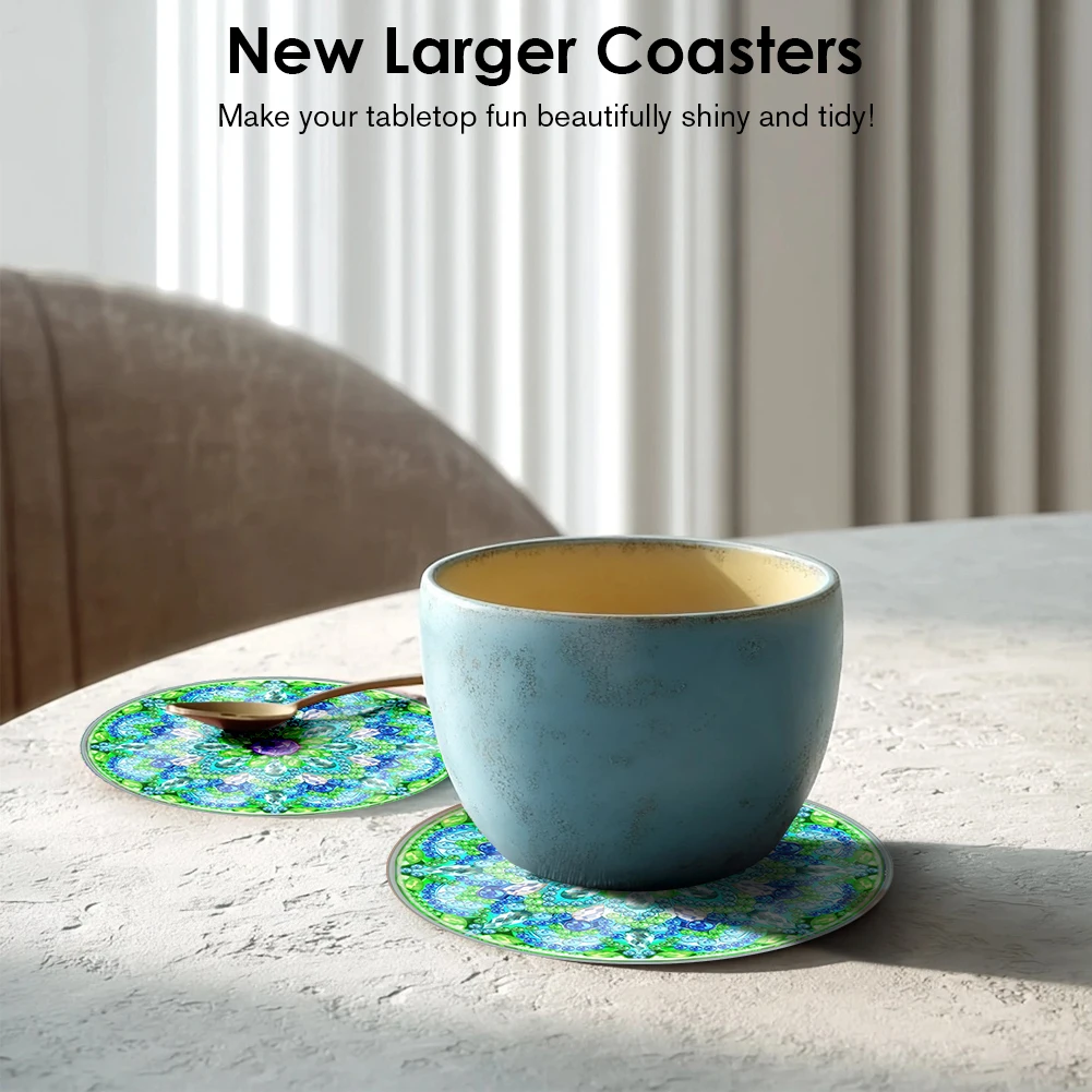 

6pcs Set Mandala Pattern DIY Diamond Painting Coasters Kits Full Drill Diamond Coaster for Beginners Adults & Art Craft Supplies