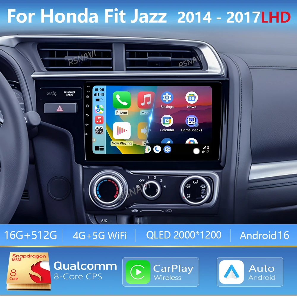 

Android 16 Carplay Auto Car Player Radio Multimedia For Honda Fit Jazz 2014 2015 2016 2017 Autoradio GPS Stereo 2din Head Unit