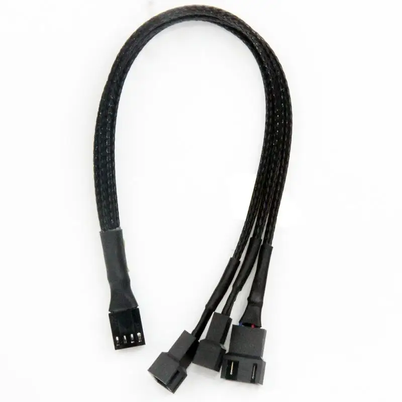 1pcs Computer Fan Line One Point Three 4Pin Extension Line PWM Temperature Control Cooling Fan HUB Hub Bag Nylon Mesh