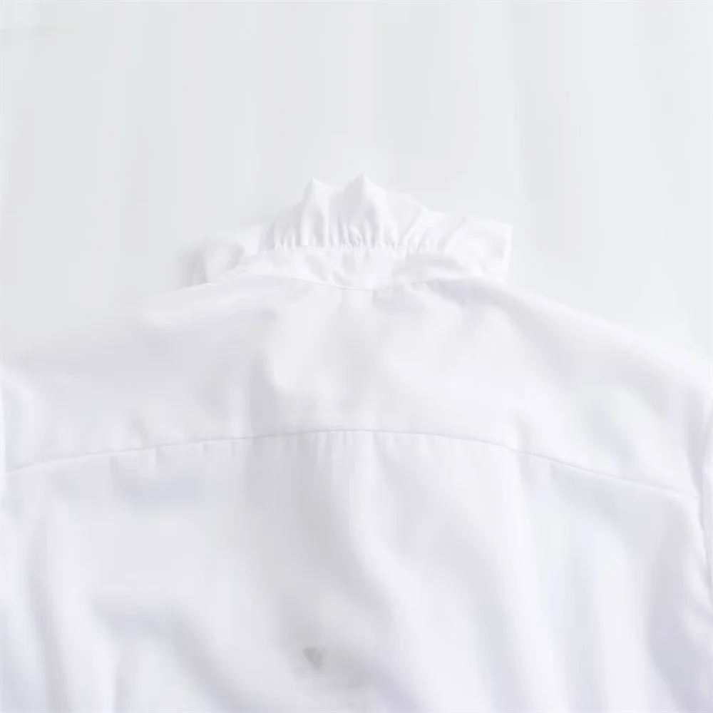 PB&ZA 2024 Spring New Women\'s Fashion Style Casual Loose Simple Versatile Layered Decorative Poplin Shirt