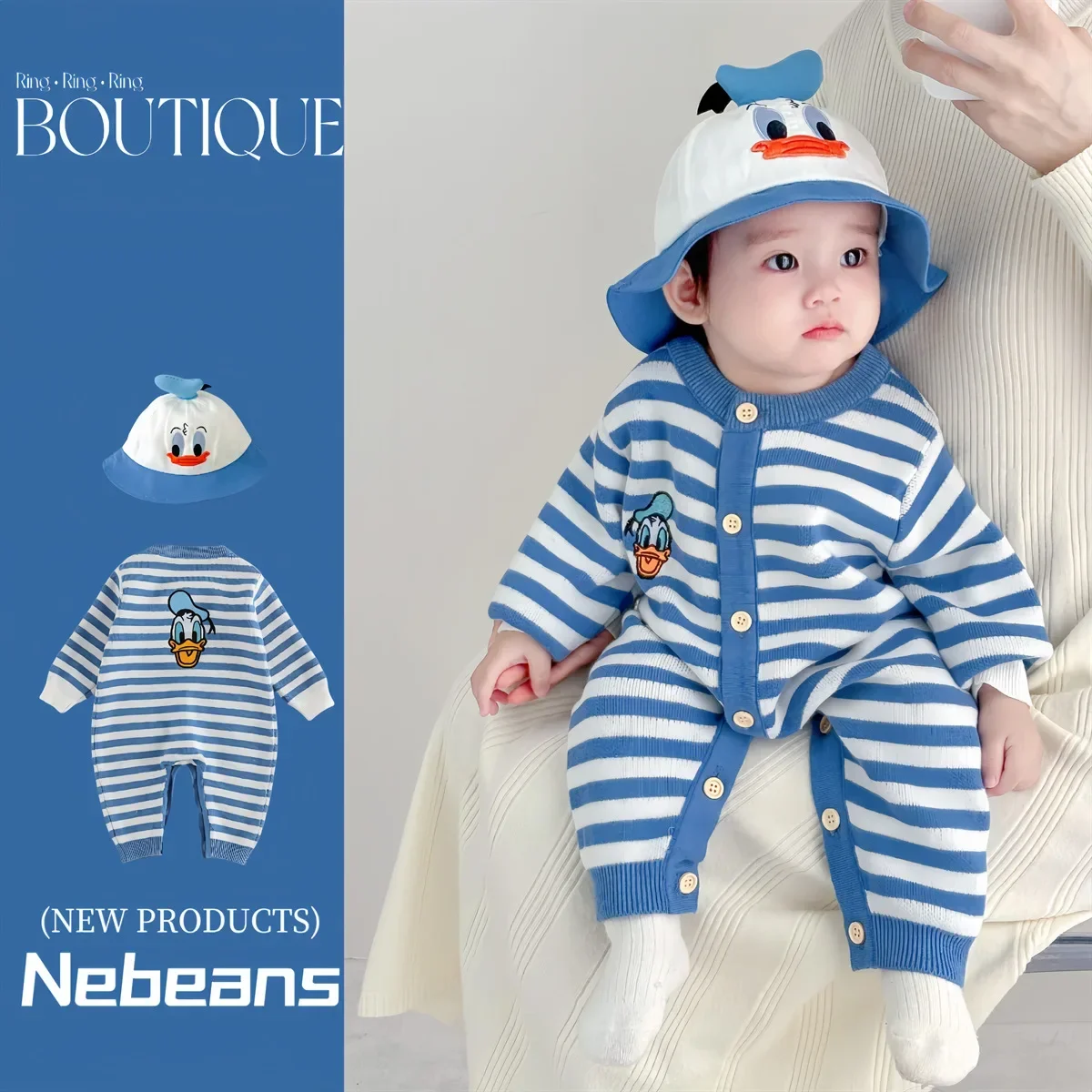 Four Seasons Cartoon Disney Jumpsuit for Boys and Girls Newborn Crawling Suit Cotton Long Sleeved Bodysuits One-Pieces Rompers