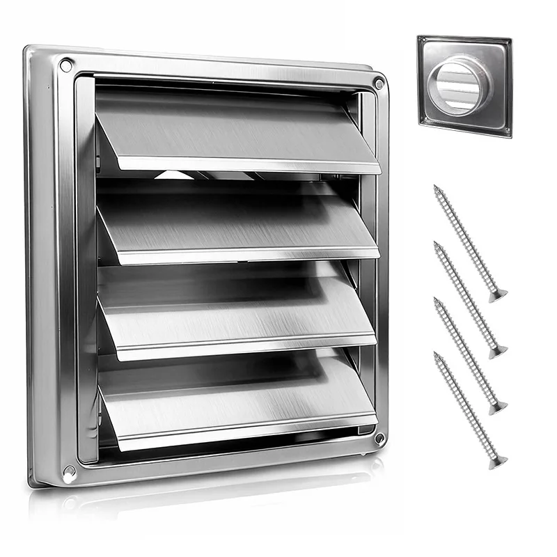 304 stainless steel vent movable louver dryer vent hood exterior wall rainproof and windproof cover