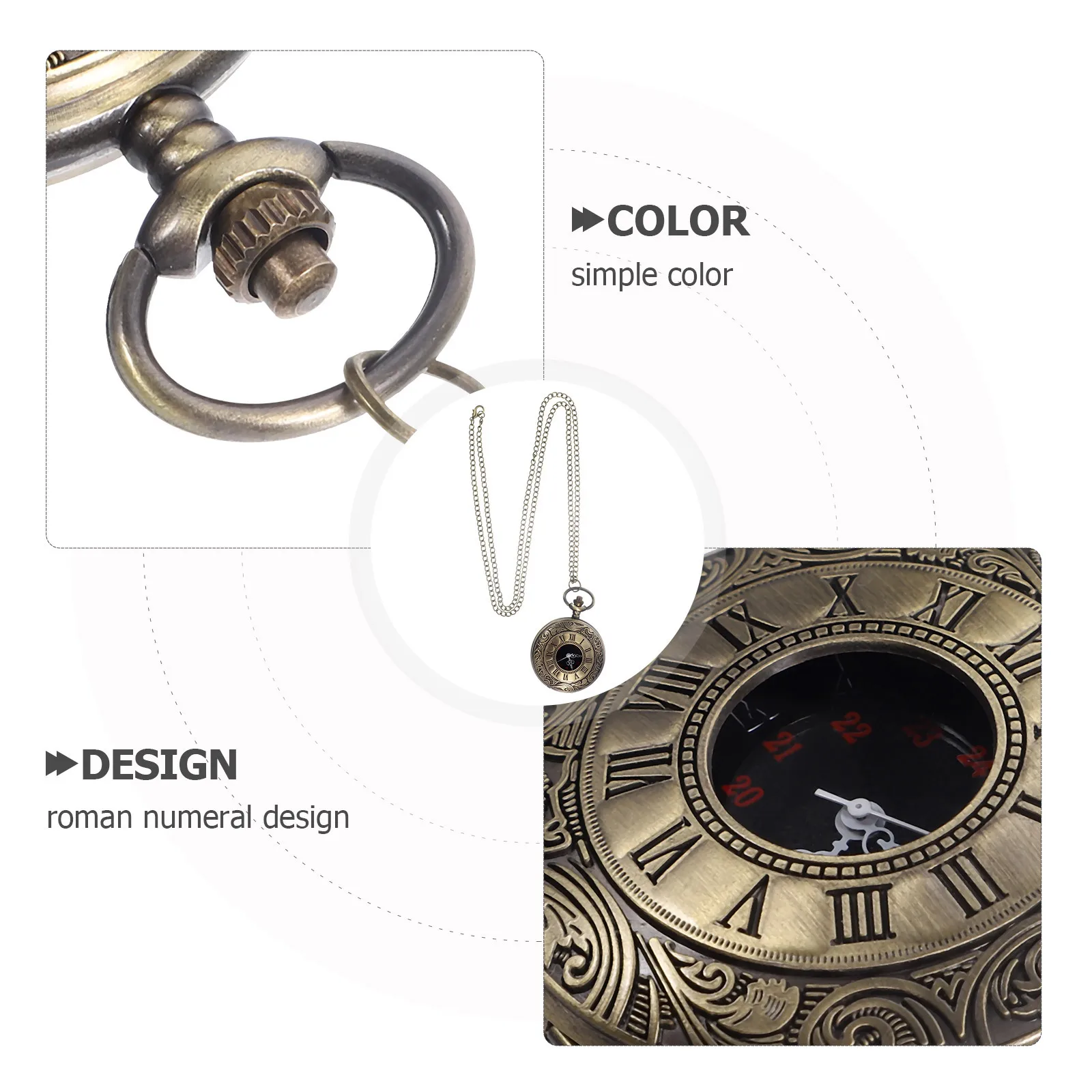 

Vintage Pocket Watch Necklace Large Size Roman Numeral Alloy Chain Mens Pocket Watch For Christmas Birthday Graduation