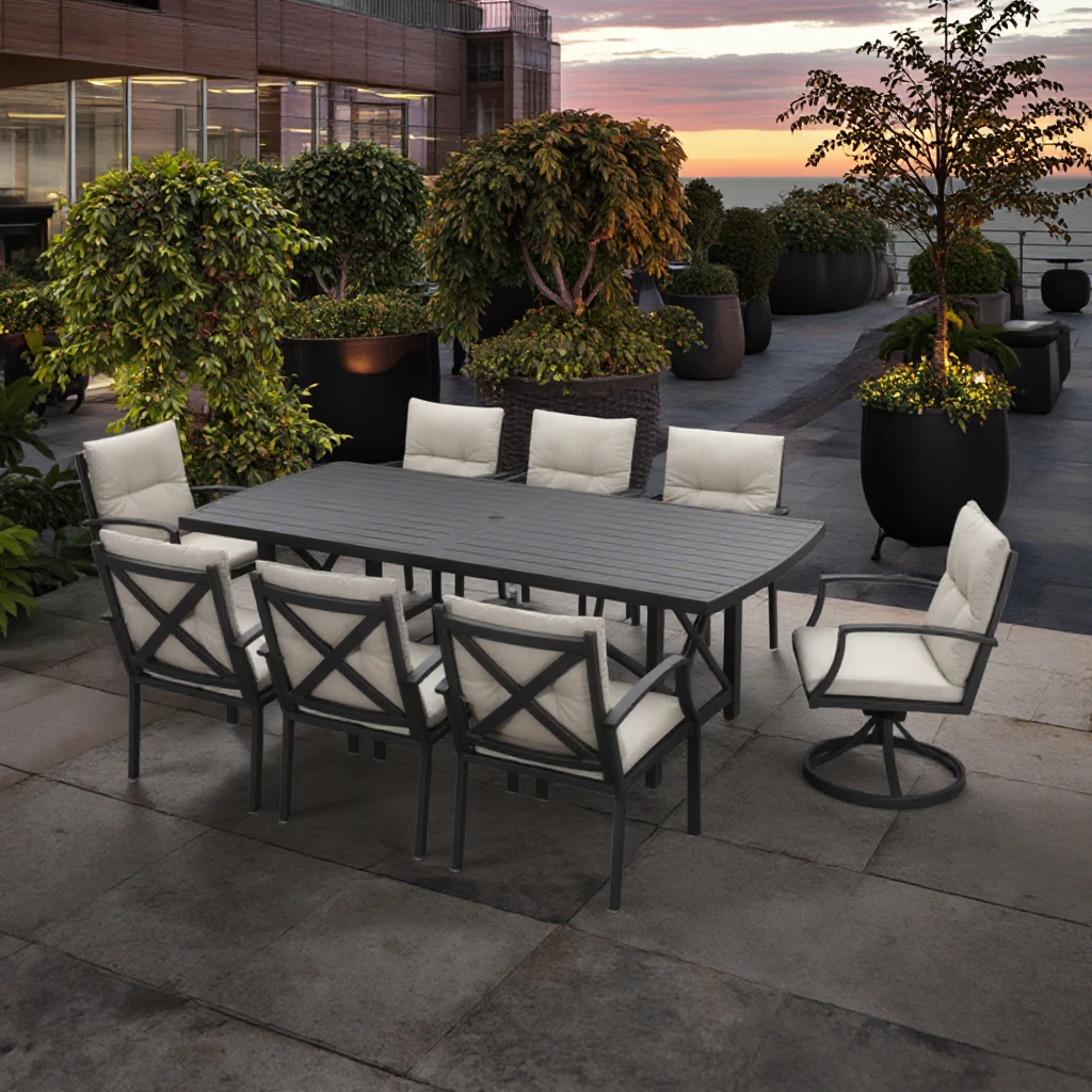 

Hotel Resort Quality Aluminum Patio Furniture Comfortable Cushions Heavy-Duty Low Maintenance Outdoor Living Room Courtyard Park