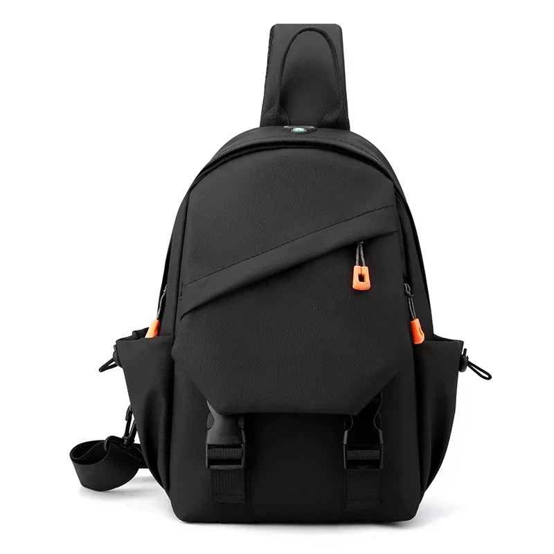 New Minimalist Nylon Zipper Couple Youth Chest Bag 2024 High Quality Splice Line Large Capacity Fashion Portable Shoulder Bag