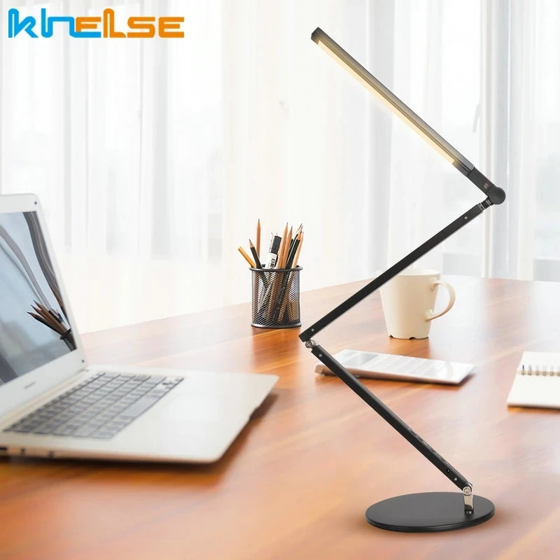 Khelse 8W Modern Office Desk Lamp Swing Long Arm LED Desk Lamp Dimmer Eye Care Table Luminaire Energy Saving Study Desktop Light