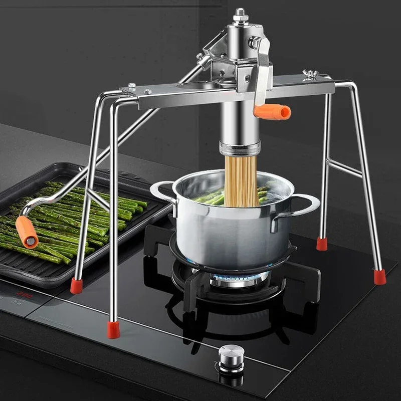 Stainless Steel Manual Noodle Maker Press Pasta Machine Crank Cutter Pasta Cookware With 4 Pressing Noodle Moulds Making