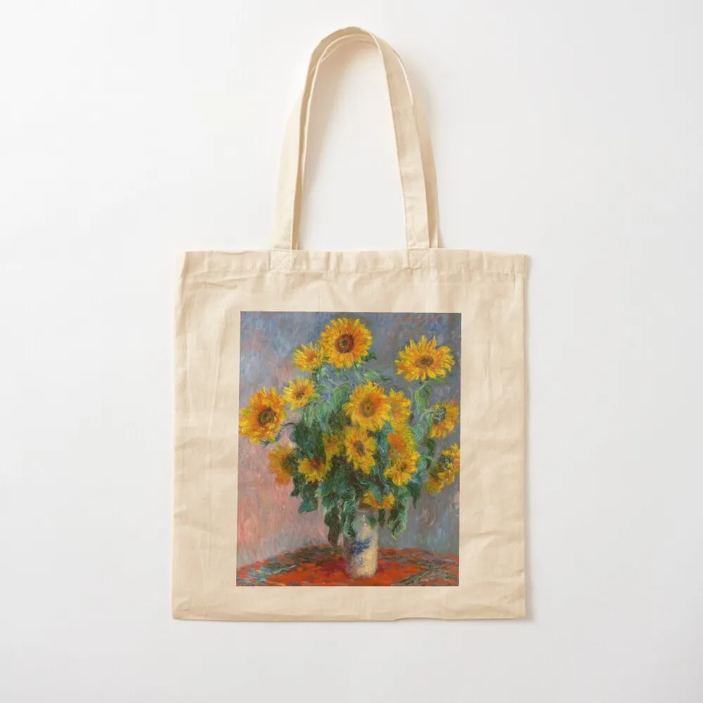 

Bouquet of Sunflowers - Claude Monet Tote Bag woman shopping bag custom tote bag sacs de shopping Canvas Tote