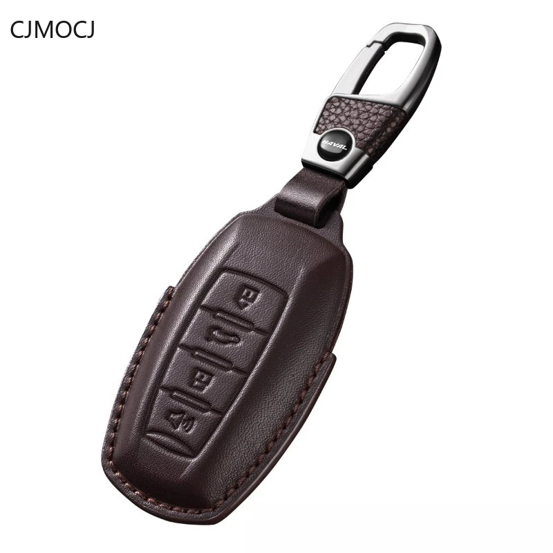 Premium Genuine Leather Key Cover Case for Haval Big Dog/Menglong NEV/Fuel/Xiaolong MAX/H9/H5/Big Dog Plus - Key Fob Shell