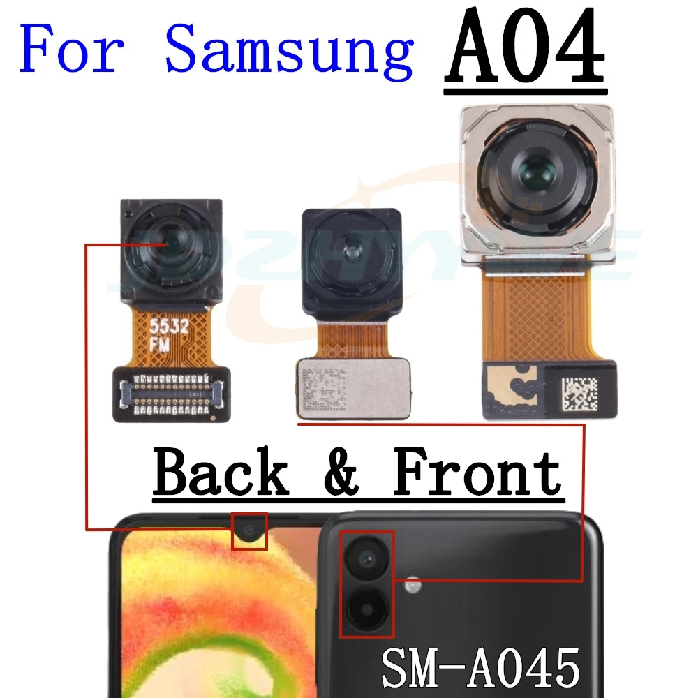 Rear Front Camera For Samsung Galaxy A04 A14 A045 A145 Frontal Selfie Facing Main Back Wide Camera Module Flex Cable Parts