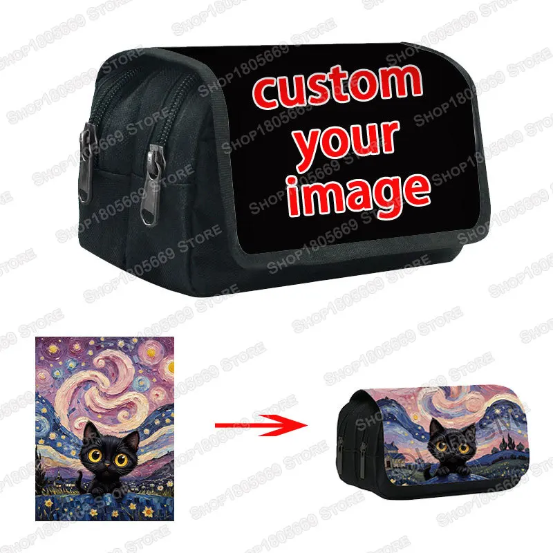 Custom Pencil Case Personalized Image Print Pen Bag Large Capacity Student Stationery Storage Makeup Pouch Customized Gift
