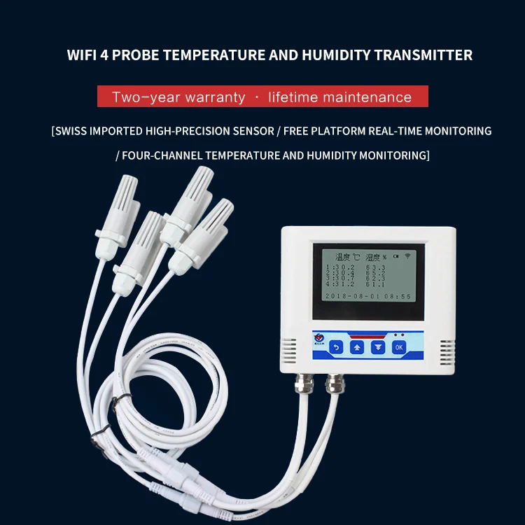 เครื่องบันทึกข้อมูลหลายช่องสัญญาณ Wifi อุณหภูมิความชื้นเซ็นเซอร์อุณหภูมิและความชื้นไร้สาย