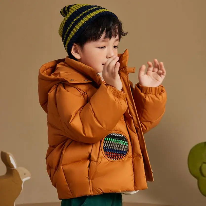 

New Russian Hot Selling Winter Children's Down Coat Kids Hooded Thickened Coat Boys' Warm White Duck Down Jacket A3120