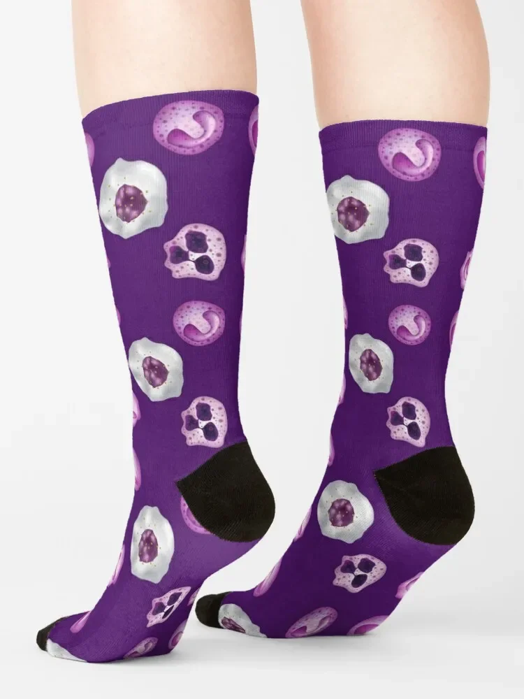 Calcetines blancos con estampado floral para hombre y mujer