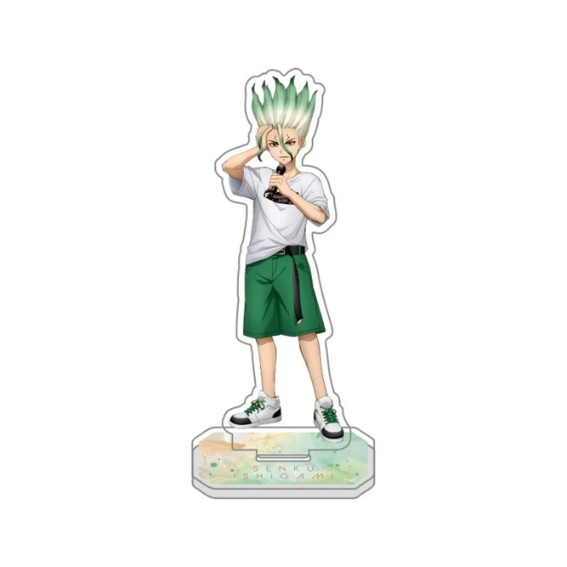 Anime Figures Dr.STONE Toy Senku Ishigami Acrylic Stand Cartoon Character Scene Desk Decor Manga Fans Collectible Large Display