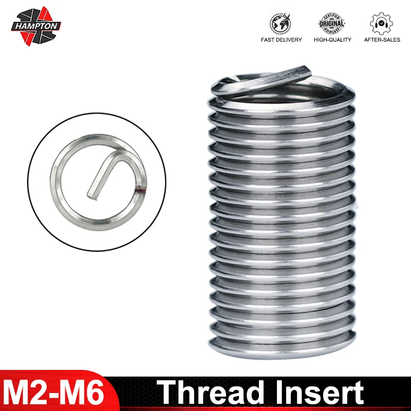 HAMPTON Fastening Thread Insert Set Stainless Steel Repair Tool Insert Kit Spiral Wire Screw M2 M2.5 M3 M4 M5 M6 Threading Tools