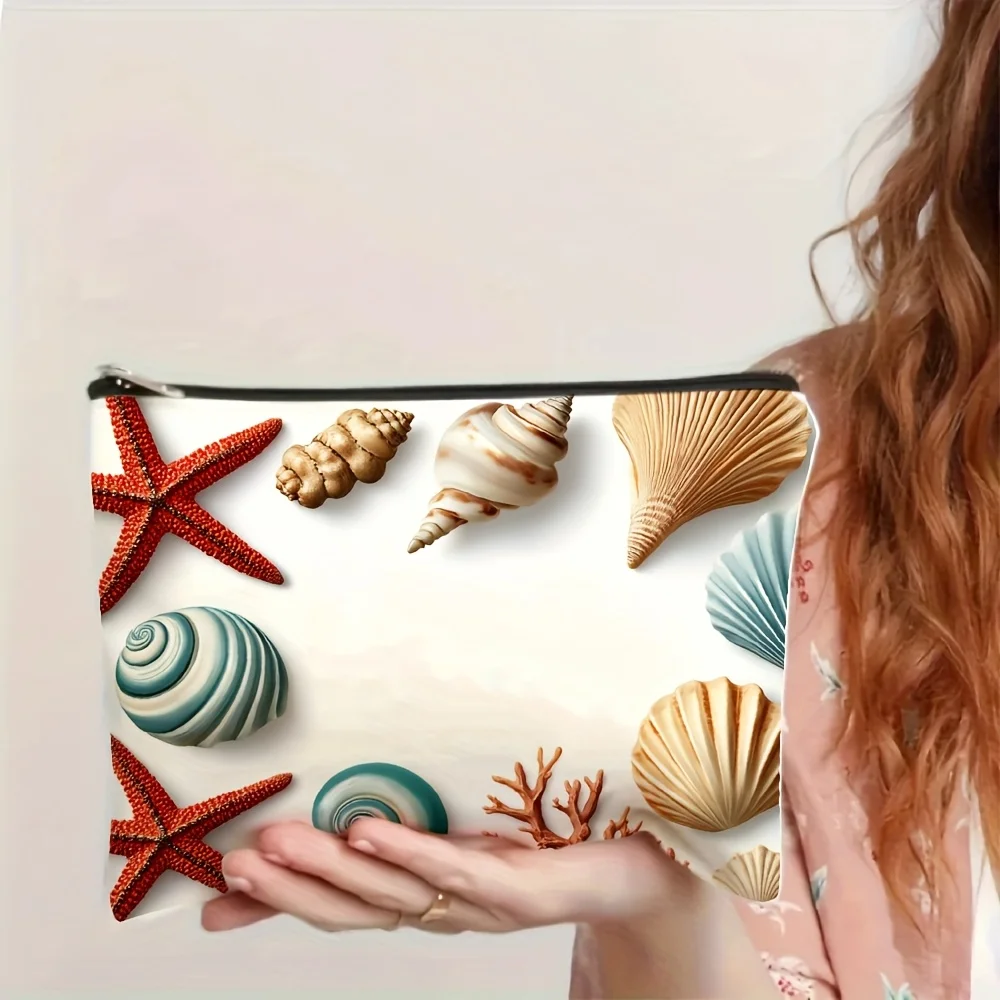 海をテーマにしたメイクアップバッグ - 多機能ジッパーポーチ、ジュエリー収納バッグ、旅行に最適なジッパー付き小型収納バッグ。