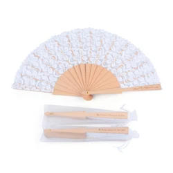 50Pcs Personalized Wedding Gift Folding Lace Wooden Fan Party Supplies Baby Baptism Decoration Bar Mitzvah Customized Logo