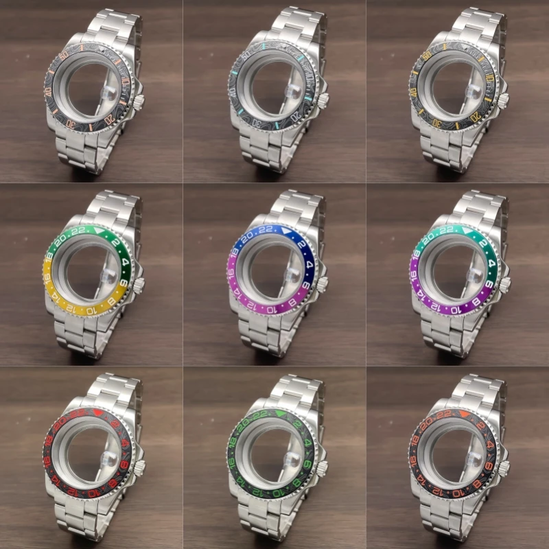 

Корпус Sub Gmt NH35 40 мм, ремешок из нержавеющей стали, сапфировое стекло для Seik Mod, аксессуары NH35 NH36 NH34, корпус часов с механизмом