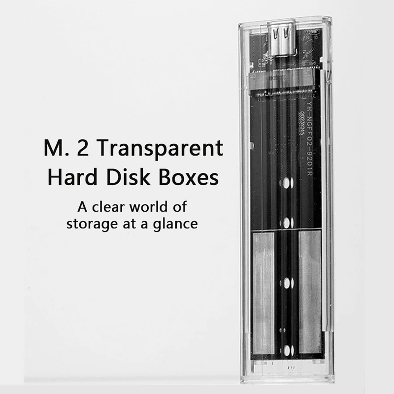 휴대용 투명 USB 3.1 외장 SSD 케이스 (M.2 NGFF 타입 하드 드라이브 케이스)