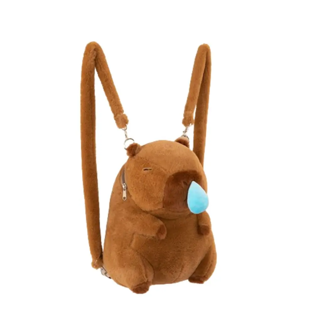 حقيبة ظهر من القطيفة كابيبارا كابيبارا من القطيفة على شكل حيوان كرتوني بسعة كبيرة حقيبة كابيبارا كروسبودي حقيبة كابيبارا القطيفة اللطيفة