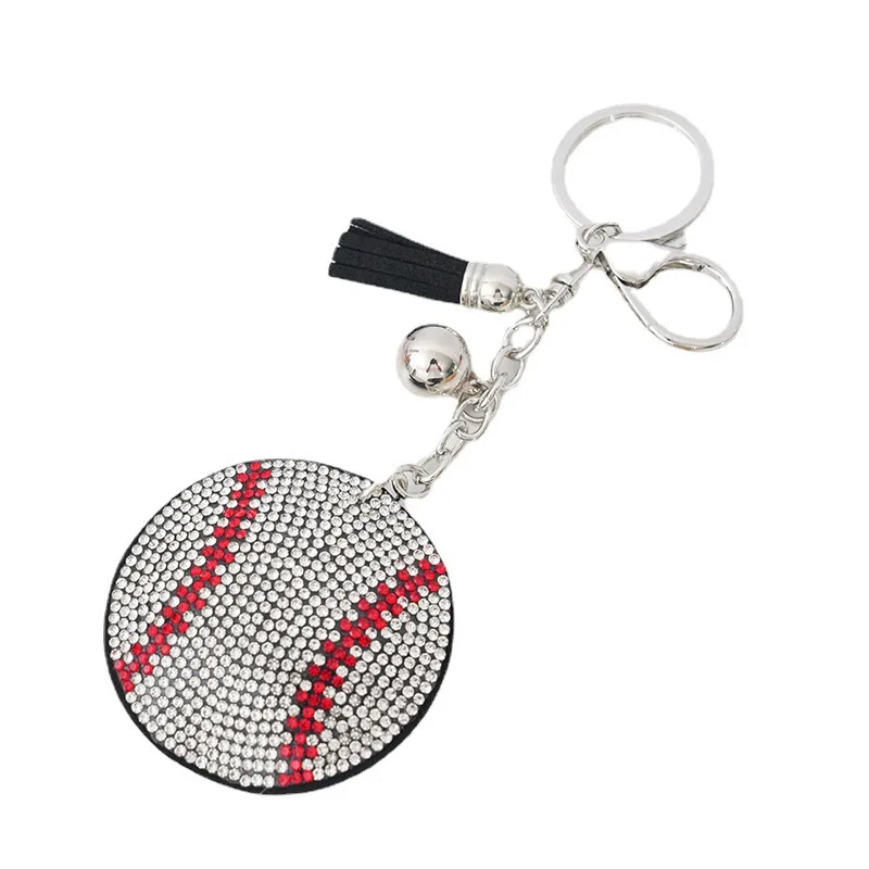 Creative Ball Volleyball Crystal Keychain Pendant with Metal Keyring for Women\'s Bags and Car Key Accessories Wholesale Price