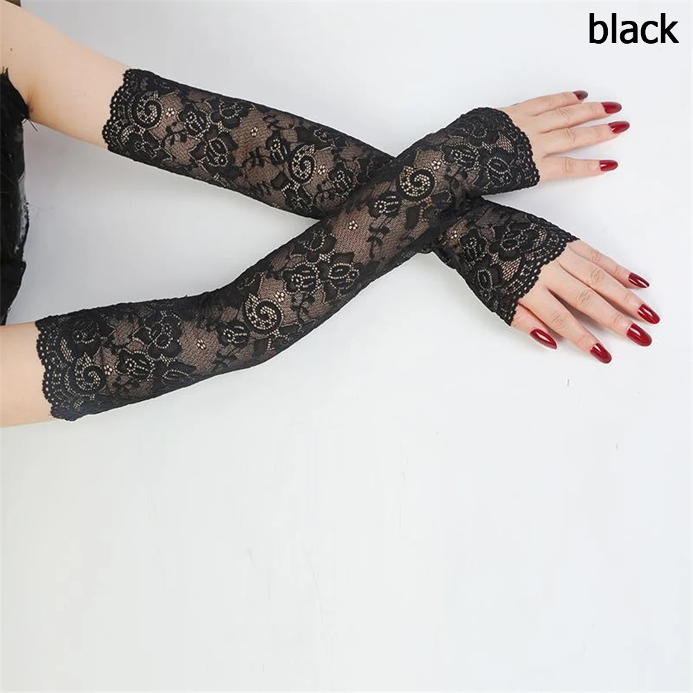 

1 Pair Women Lace Summer Sunscreen Fingerless Driving Gloves Arm Cover Ice Arm Cuffs Arm Sleeve Mittens