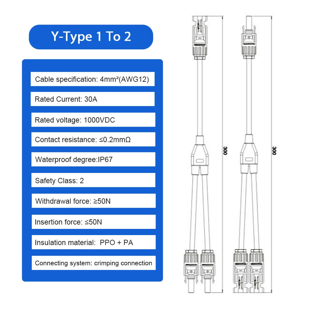 2Y/3Y/4Y Solar Photovoltaic Panel Adaptor Cable Connector Y Type Five Way Plug Parallel Connection Of Battery Plate Assembly Kit