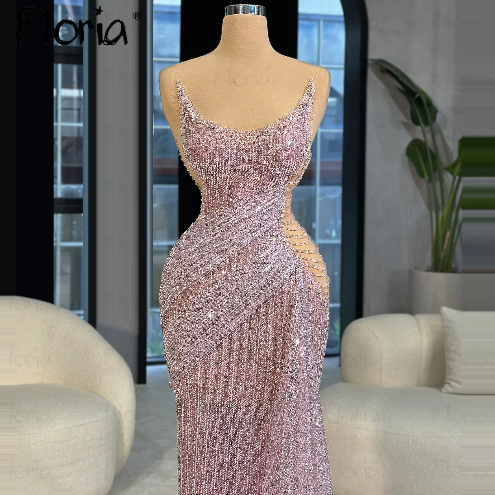 Floria Pink One-Shoulder Overskirt 2025 Beaded Formal Occasion Evening Dresses Gowns For Party Customized فساتبن سهرة فاخرة