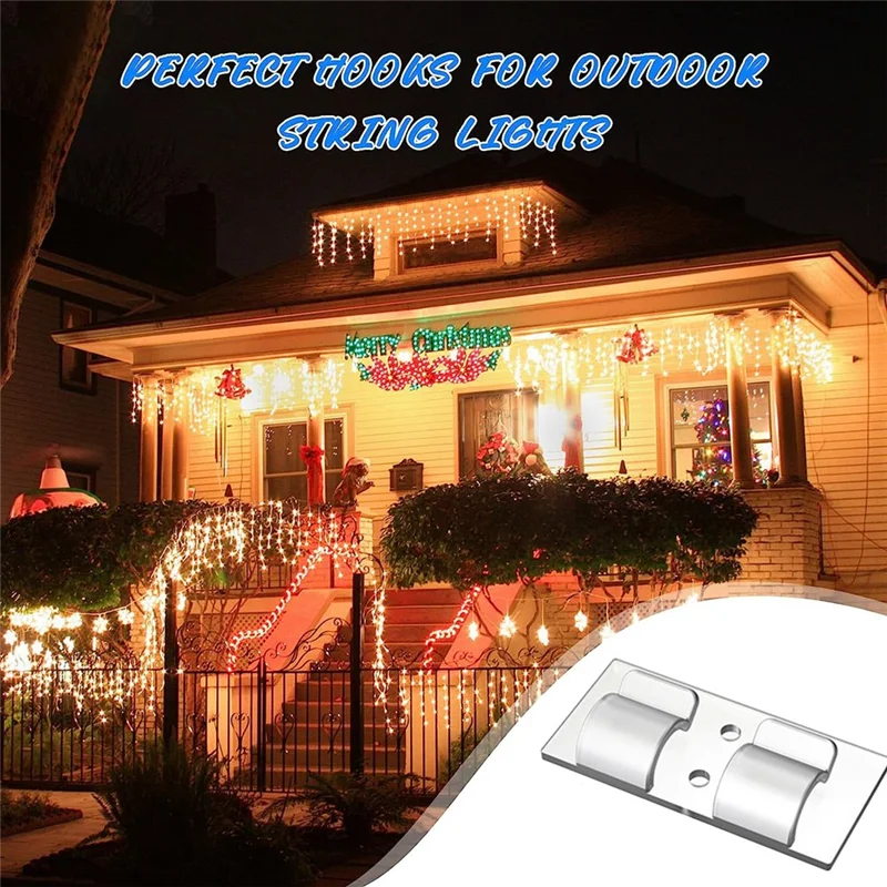 Upgraded 50PCS Hooks for Outdoor String Light Clips,UV-Resistant,Durable Clips