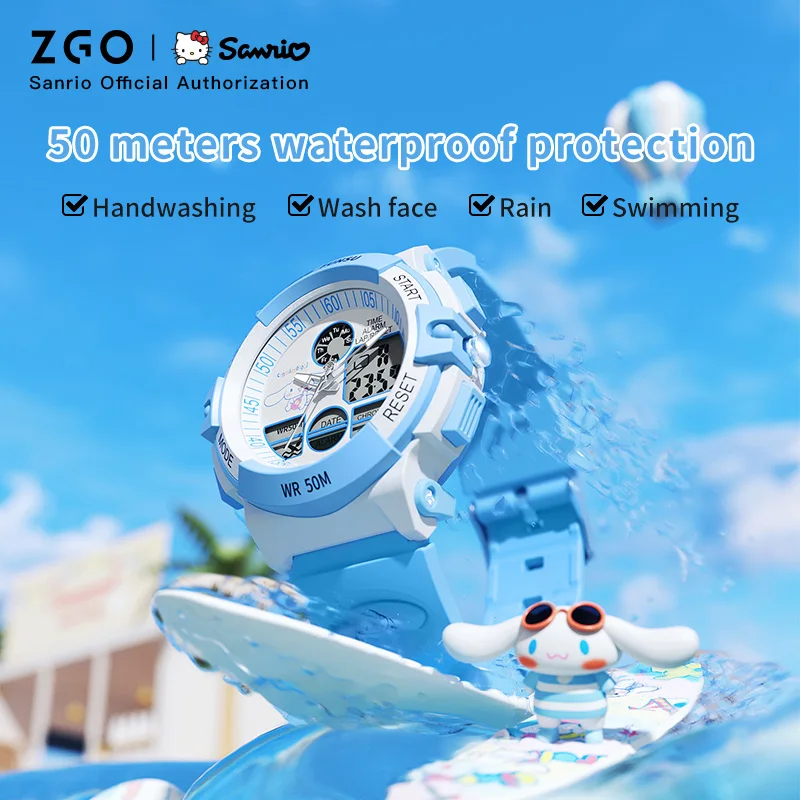 ZGO X Cinnamoroll Sanrio Children\'s Watch For Kids Waterproof Luminous Electronic For Girls Boys Glowing Watch 3151