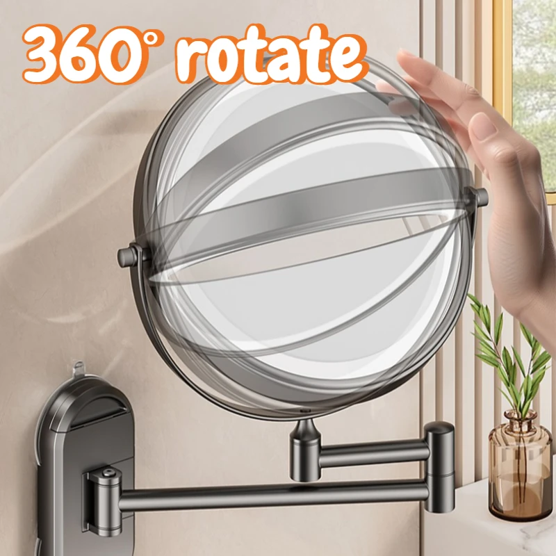 Folding Wall Mounted Bath Mirrors Rust Proof Bathroom Accessories Moisture Proof Mirror Strong Load Bearing Appearance Increases