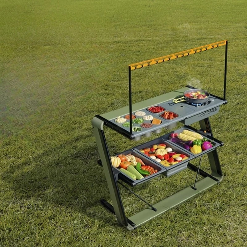 

Outdoor Camping Table Picnic Portable Cassette Stove Multipurpose Flavor Master BBQ Cooking Table