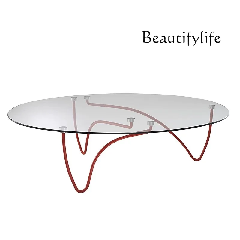 

Nordic Simple Retro Glass Desktop round Tea Table Modern Living Room Home Coffee Table