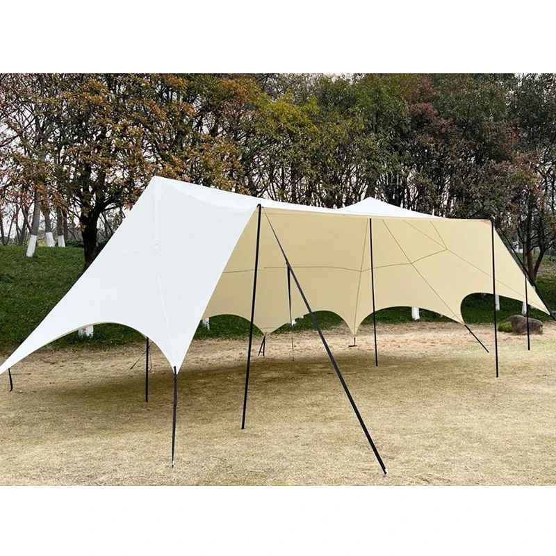 11*5.4M Outdoor Extra Large A Tower Living Room Double Peak Dome Canopy Tent Camping Site Black Rubber Sunscreen Canopy Sunshade