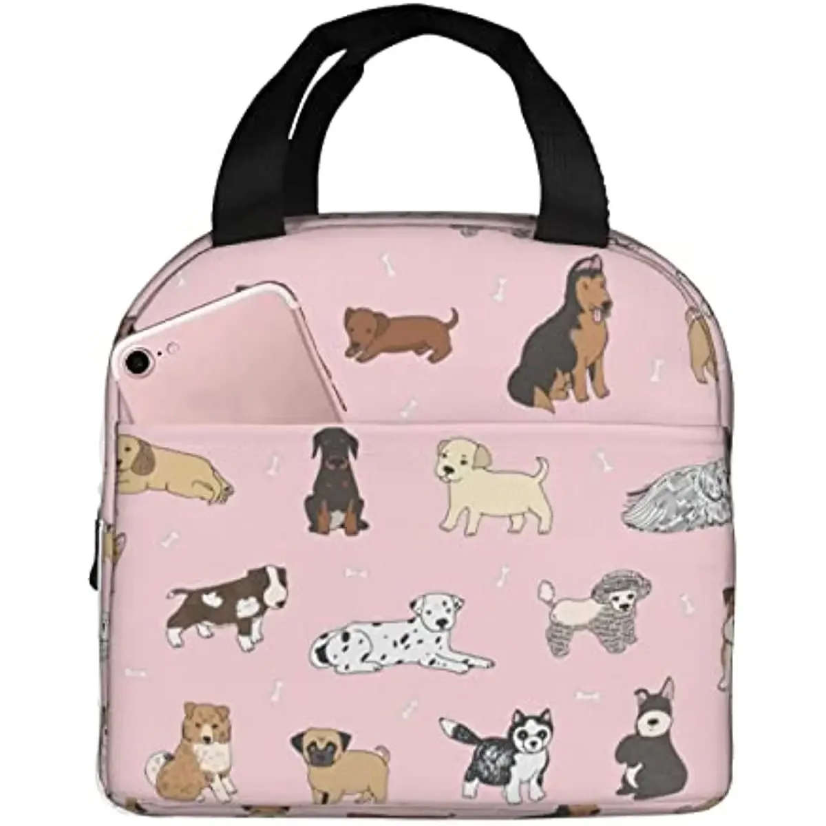 Sac à déjeuner isolé chiens mignons animaux de dessin animé boîte à déjeuner sac fourre-tout à déjeuner réutilisable pour le travail scolaire collège voyage en plein air pique-nique