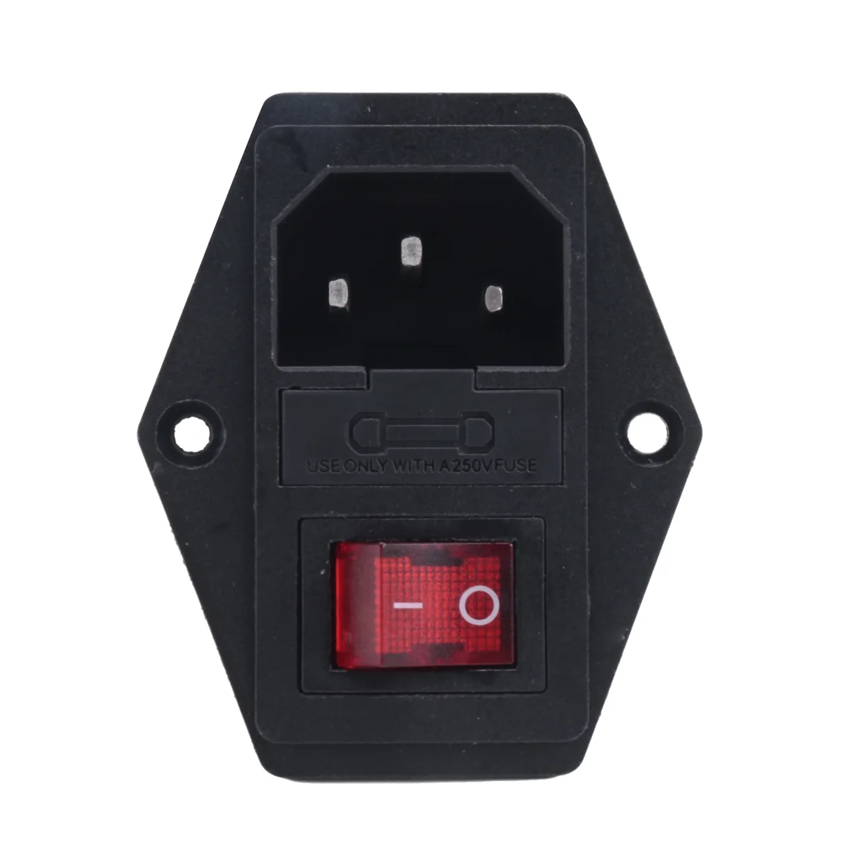 AU35 3 Pin IEC320 C14 Inlet Module Plug Fuse Switch Male Power Socket 10A 250V