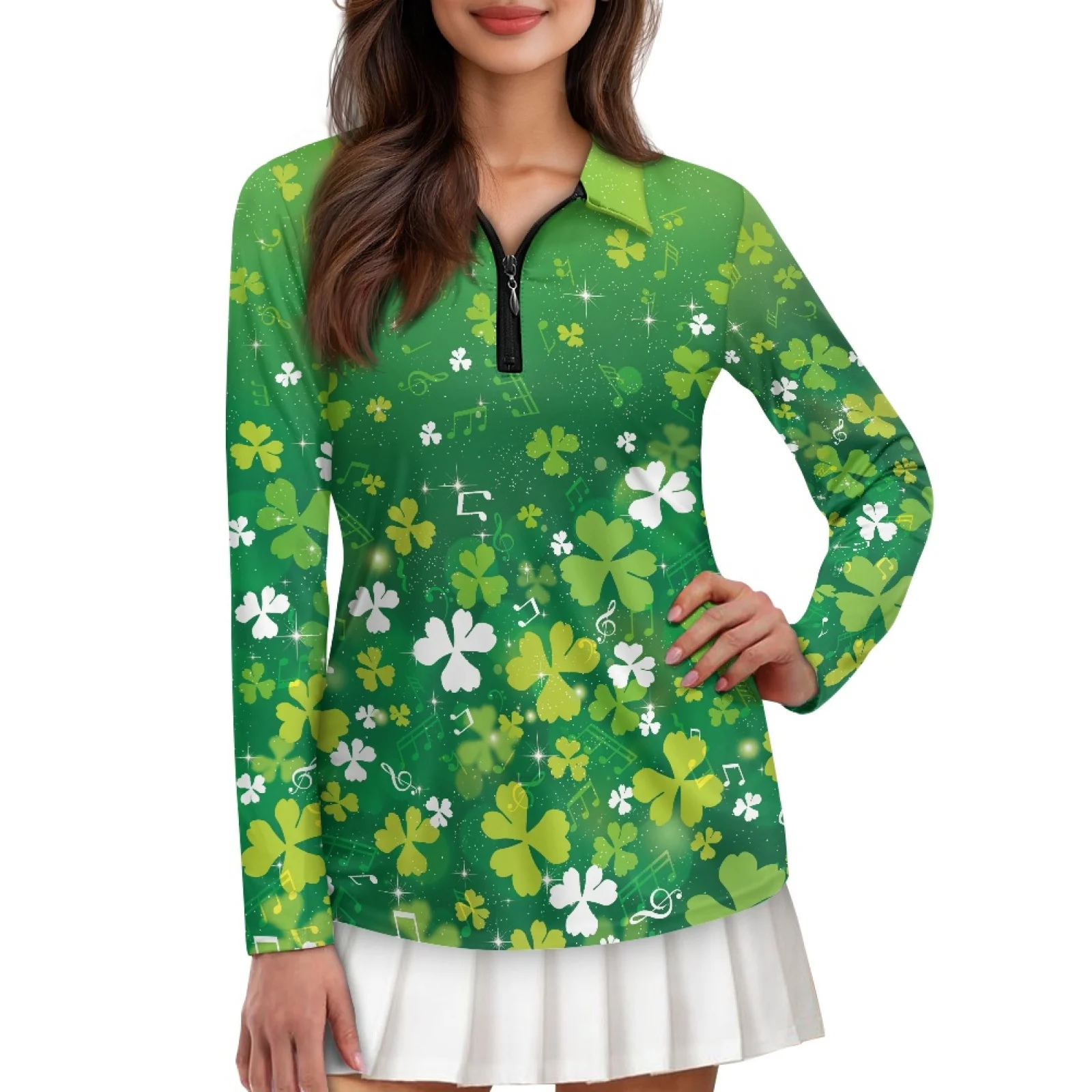PENSTROLL Clover Womens Athletic Golf Hiking Shirts Tops Tennis Golf Pickleball Shirts for Fall