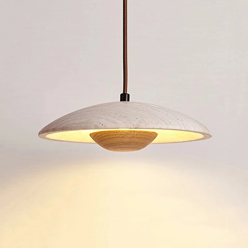 Wabi-sabi style bedside chandelier high top lamp cream style retro cream style bar counter yellow travertine chandelier