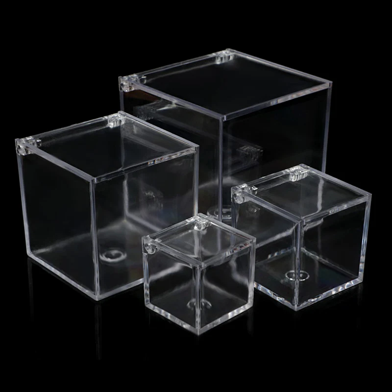 Clear Acryl Cube Favor Box of Plexi Acrylic Glass Plastic Storage Wedding Party Gift Package Organizer Home Office Usage