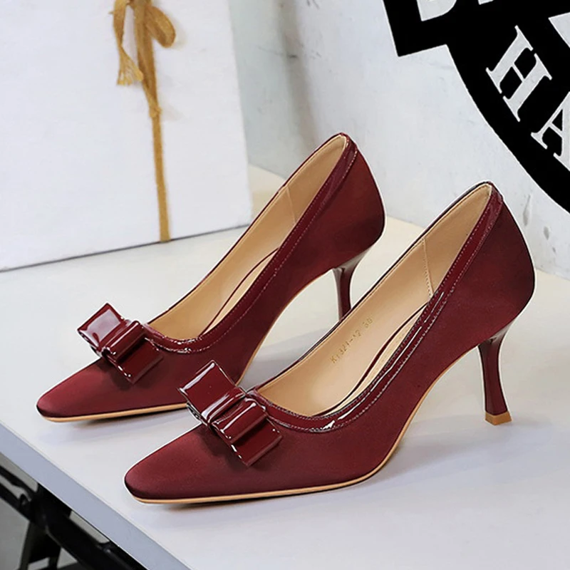 

Туфли-лодочки BIGTREE с бантом-бабочкой, круглым носком и тонким низким каблуком, элегантные женские туфли для торжественных случаев, Zapatillas De Mujer